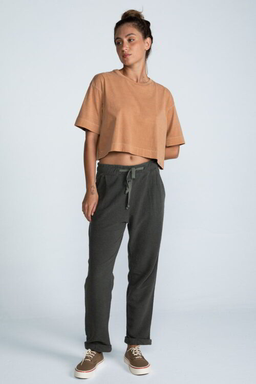 Cropped malha estonado Amendoa 103FW23007 3