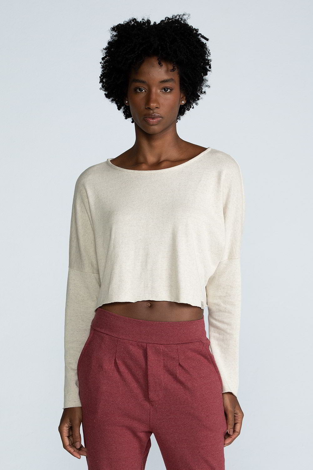 Cropped Em Malha Com Linho - Made In Guarda - Ecological Trend